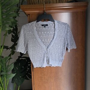 Express Silver And Gray Lace Knit Shrug In Small
